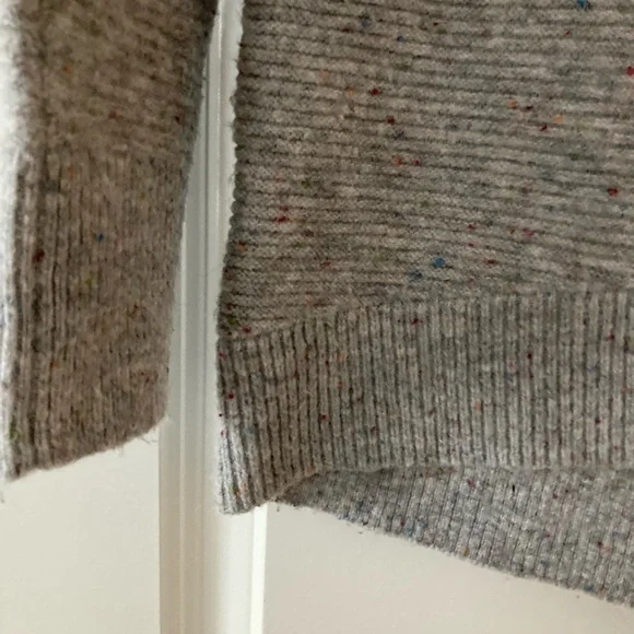 LOFT small sweater gray cowl neck ribbed - Picture 4 of 12